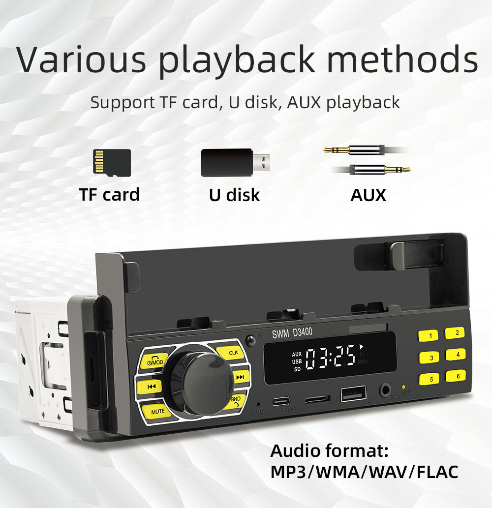 Car Radio Stereo Bluetooth AUX-In MP3 Player Stereo Digital Audio Positioner USB