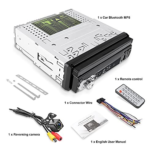 Bluetooth Single Din Car Stereo 7 Inch Retractable Touchscreen with Mirror Link