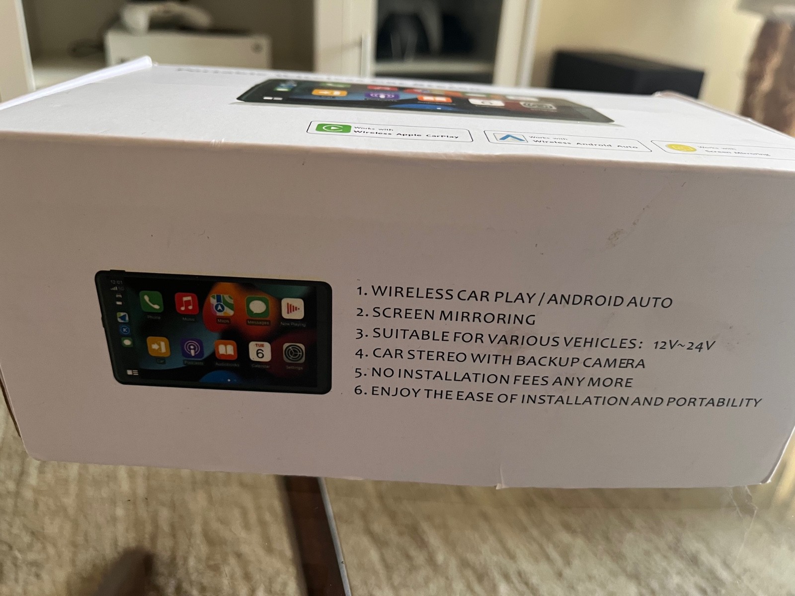 Portable Wireless Apple CarPlay and Android Auto 7″ IPS Touch Screen for Car