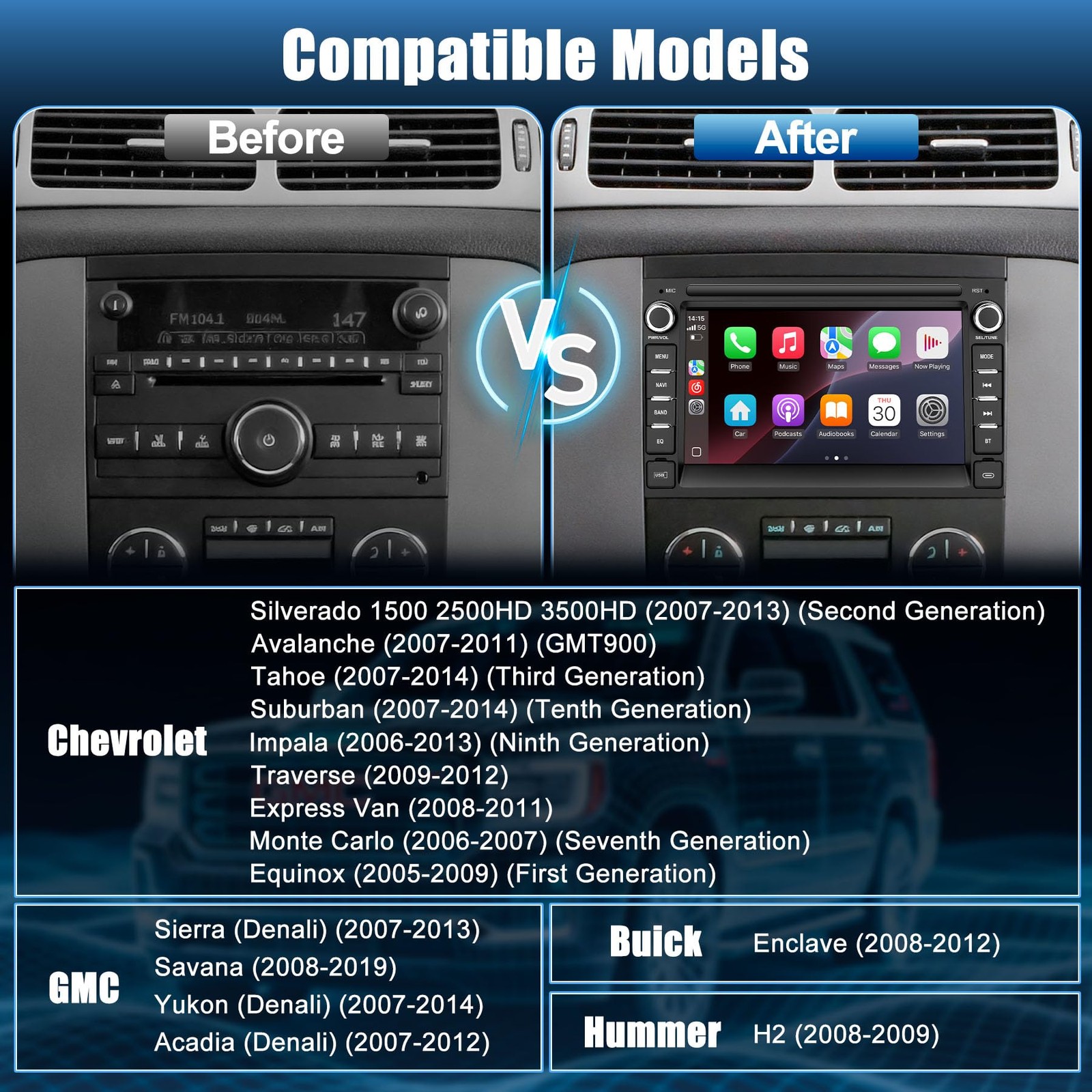 [2GB+64GB] Jimtour Car Stereo Radio Bluetooth for Chevy Silverado 2007-2013