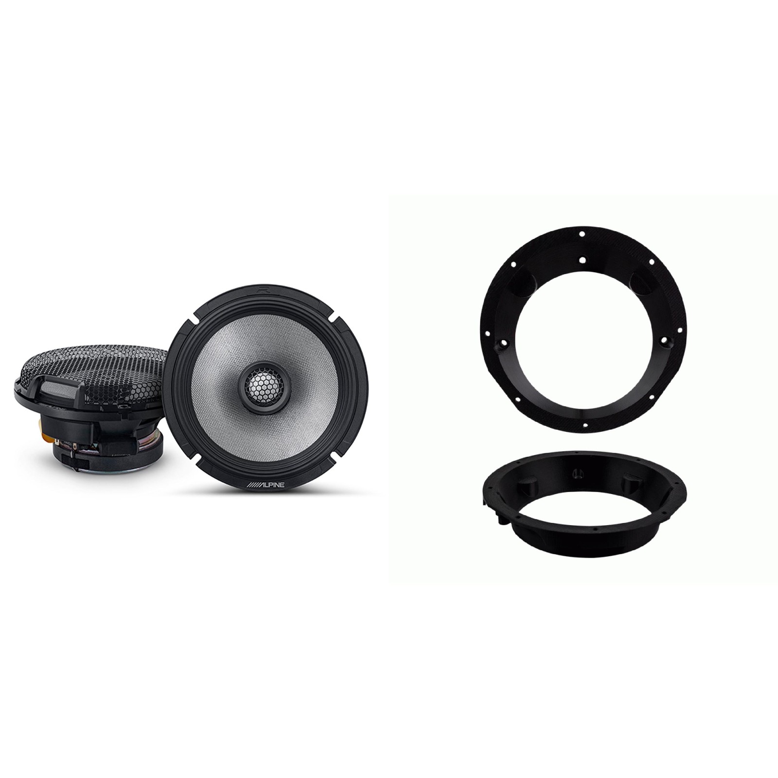 Alpine R2 6.5″ with Adaptors Compatible With 98-13 Harley with Batwing Fairing
