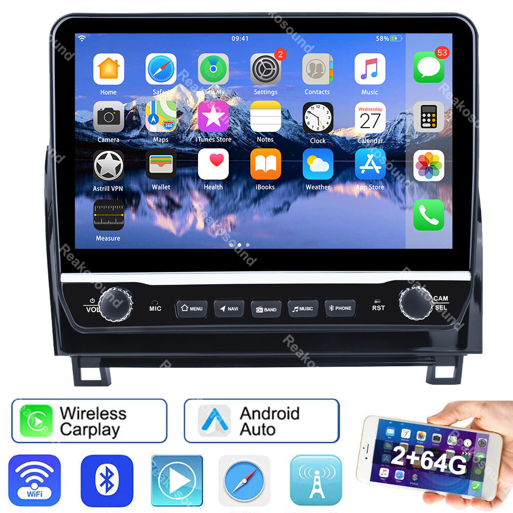 2+64G Android13 Car Stereo GPS Head Unit Carplay Radio For Toyota Tundra Sequoia