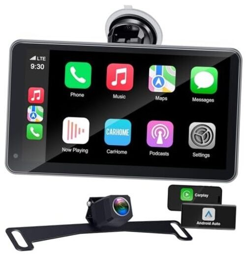 Portable Carplay Screen with Backup Camera – Plug-Play 7-inch HD 1080P Car