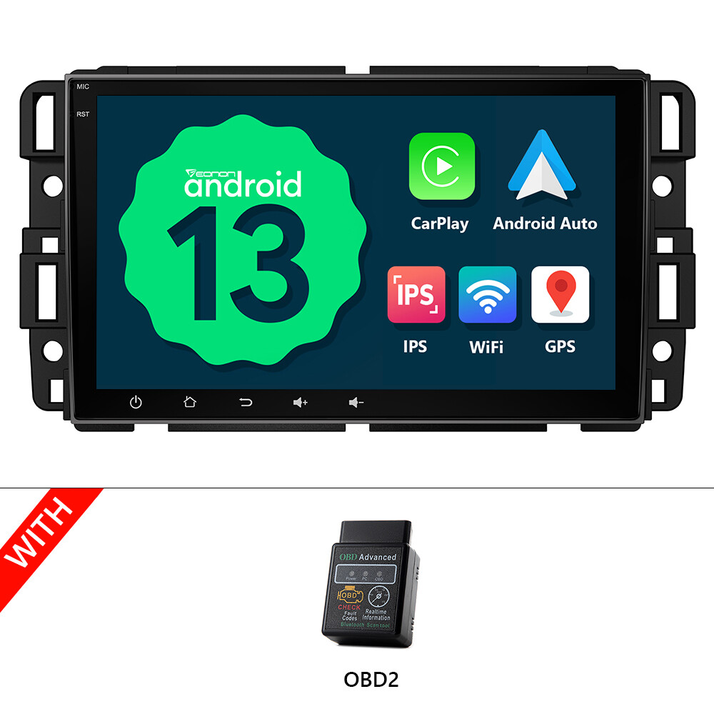 OBD+Android 13 Car Stereo GPS Sat Nav for Chevy GMC Silverado Sierra Radio 8″IPS