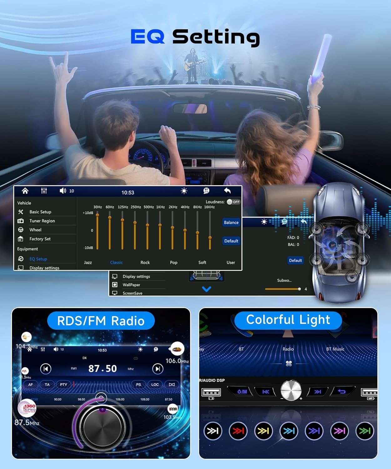 6.9-inch Single Din Car Stereo Wireless Carplay,1280X480P IPS Touch Screen Ca…