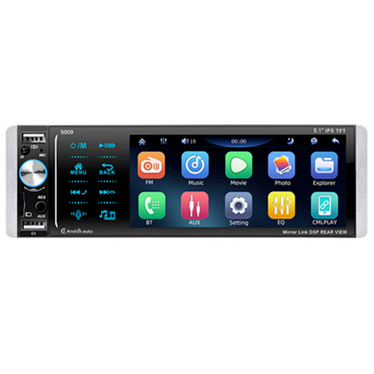5.1in Car Radio Stereo Receiver 1 DIN MP5 Player Bluetooth For Apple Carplay