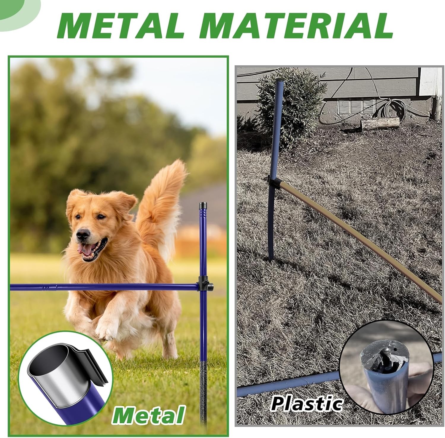 Dog Agility Course Backyard Set, Metal Dog Agility Training Equipment Adjustable