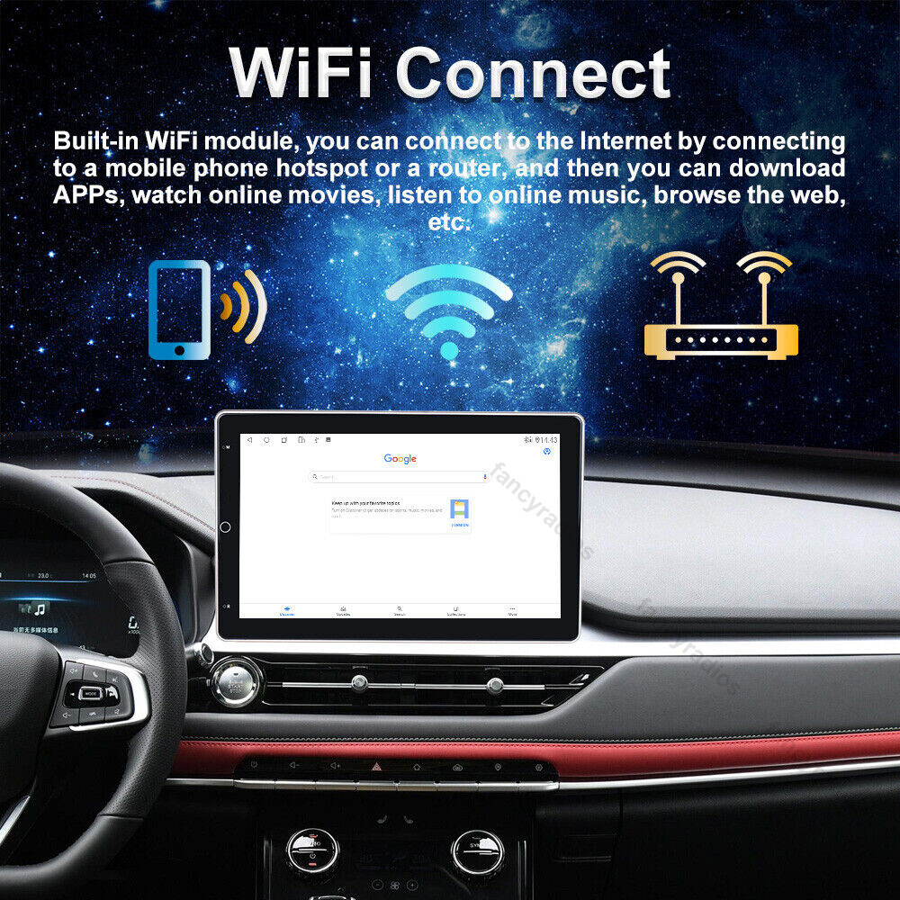 Rotatable 10.1″ Car Stereo Radio Android 13 2Din Apple Carplay GPS Navi WIFI BT