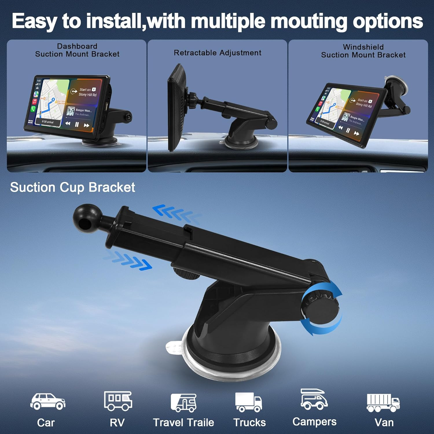 7″ Car Radio Stereo with Wireless Carplay & Android Auto: Double Din Car Audio S