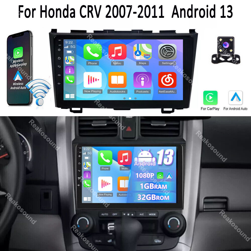 For 2007-2011 Honda CRV Android 13.0 Carplay Car Stereo Radio GPS Navi WIFI +CAM
