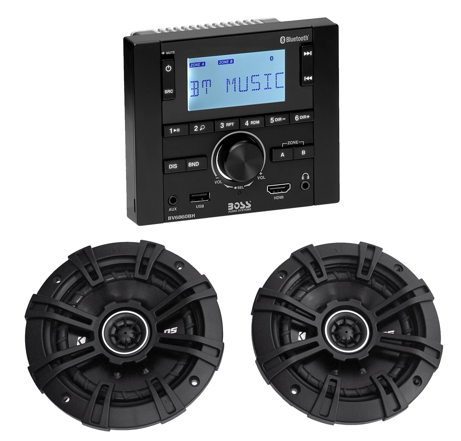Boss Audio BV6860BH Mobile Home RV Digital Media Stereo+2) Kicker 5.25″ Speakers