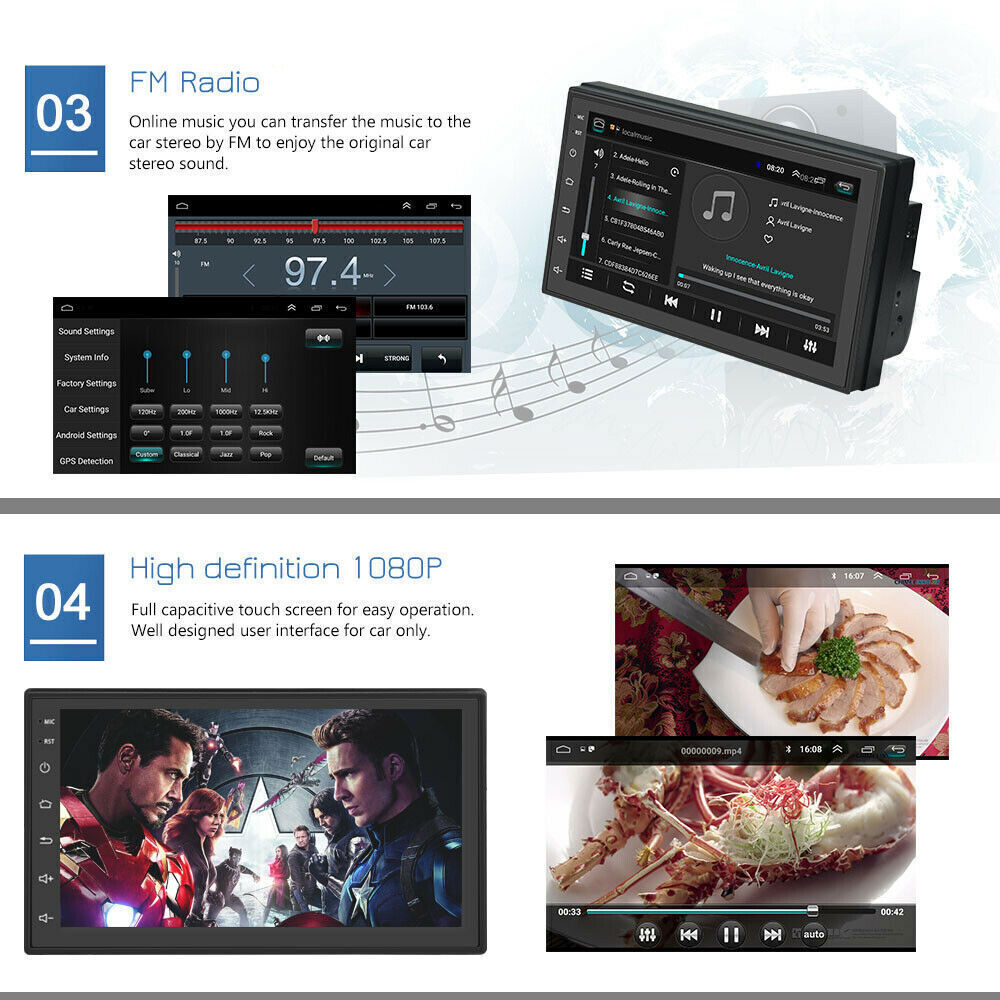 7Inch HD Android 11 Double 2Din Car Radio Stereo GPS Navigation FM BT Wifi OBD2