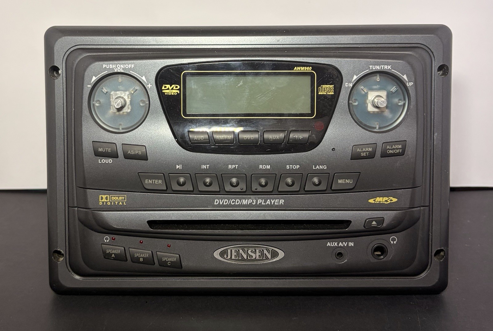 Jensen AWM960 Motor Home RV AM/FM Radio, CD, DVD Player, Aux UNTESTED NO KNOBS