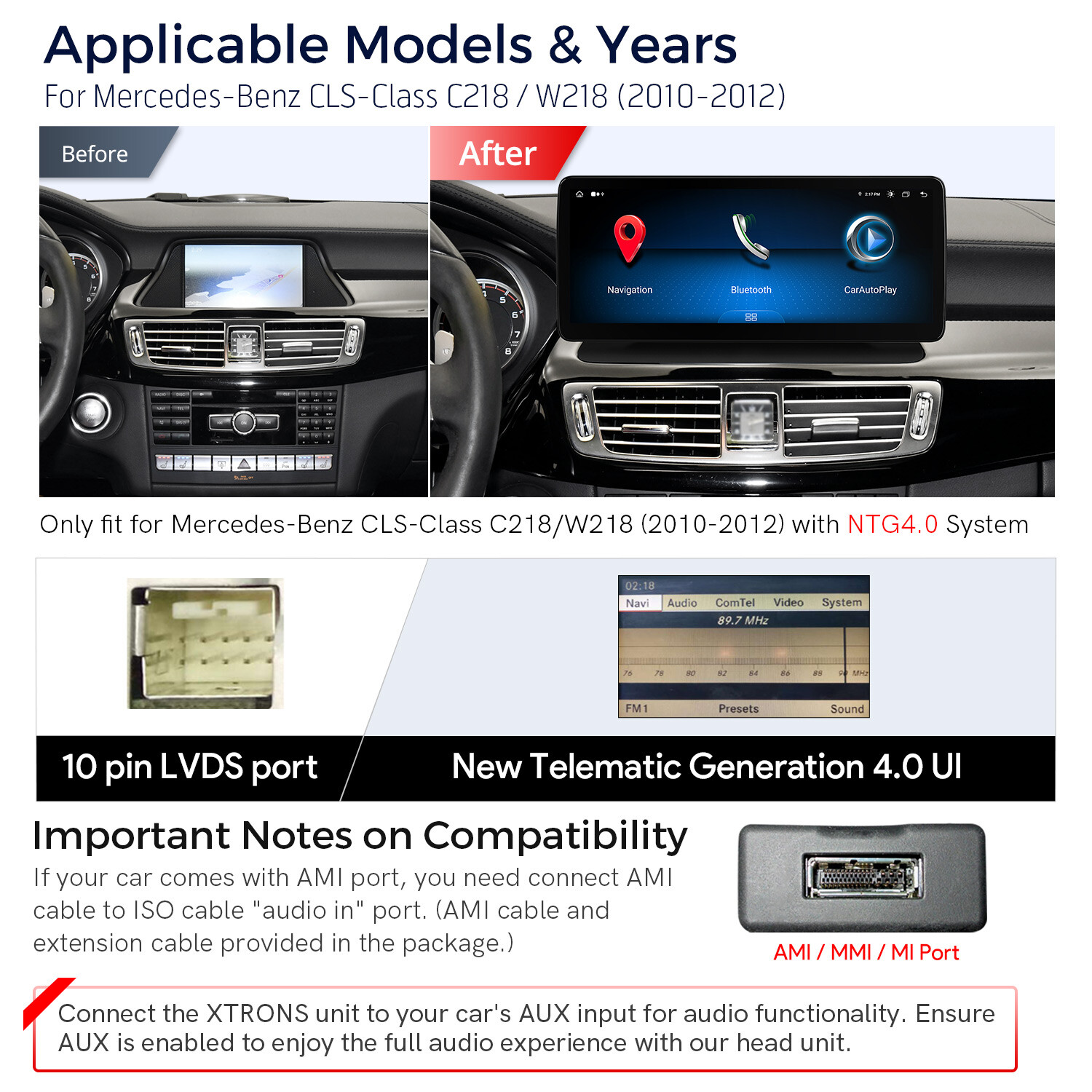 12.3″ Android 14 8-Core 64GB CarPlay Stereo GPS Navi WIFI For Benz CLS-W218 C218