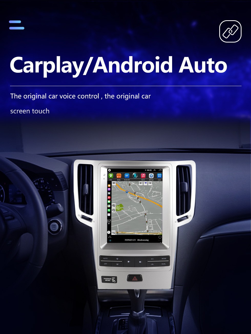 Car Radio for Infiniti G37 G35 G25 Wireless Carplay Android Auto 5G WiFi DSP