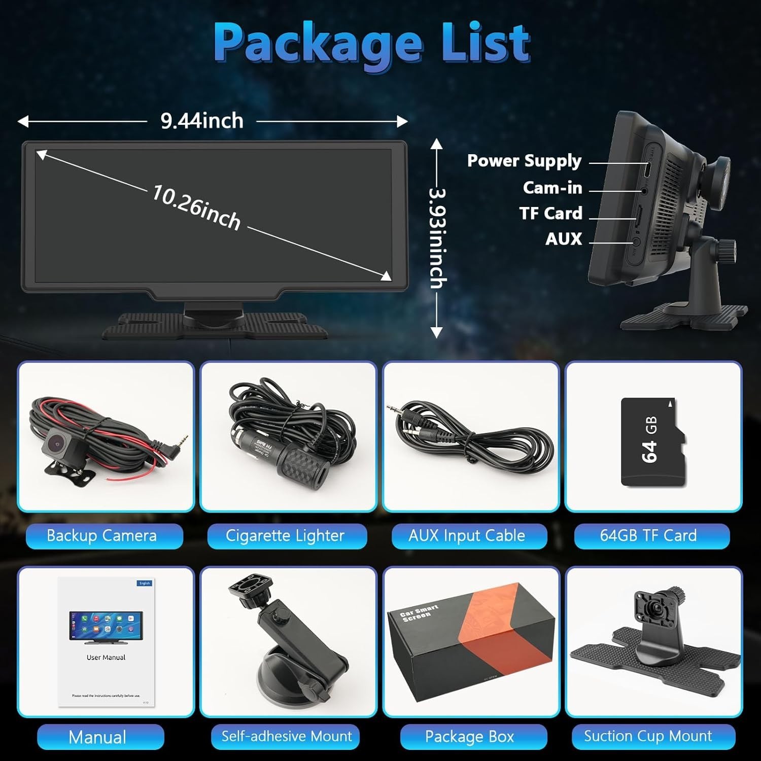 Multifunctional Wireless Carplay Tablet: 4K Camera & Bluetooth 5.0 Integration