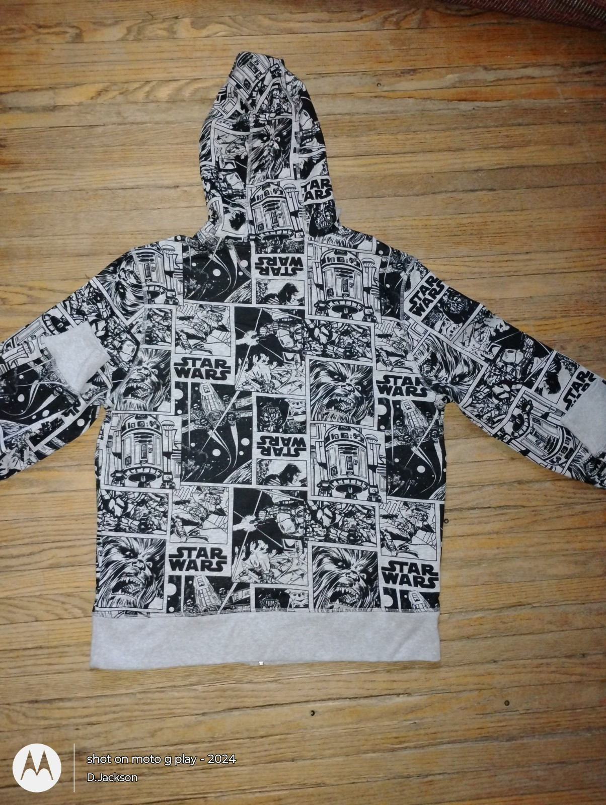 *NEW* Amazon Essentials Star Wars XL Grey/Black Zipper Hoodie Sweat Shirt
