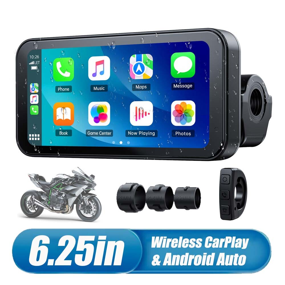 Portable Carplay Wireless Motorcycle Navigator Waterproof 6.25” Touch Screen