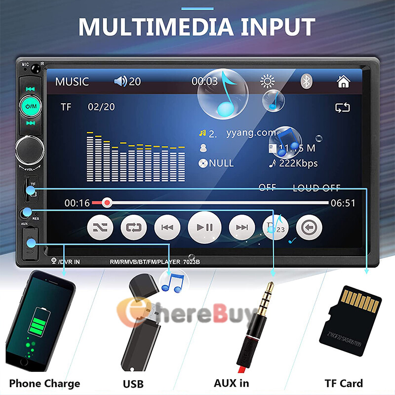 7″ Double 2 Din Car Stereo Radio Bluetooth USB AUX IN SD IOS/Android MP5 Player