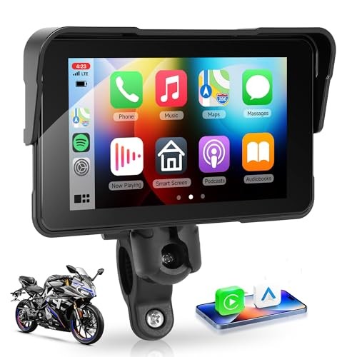 for Motorcycle Carplay Android Auto, 5’’ Waterproof Motorcycle GPS Navigation
