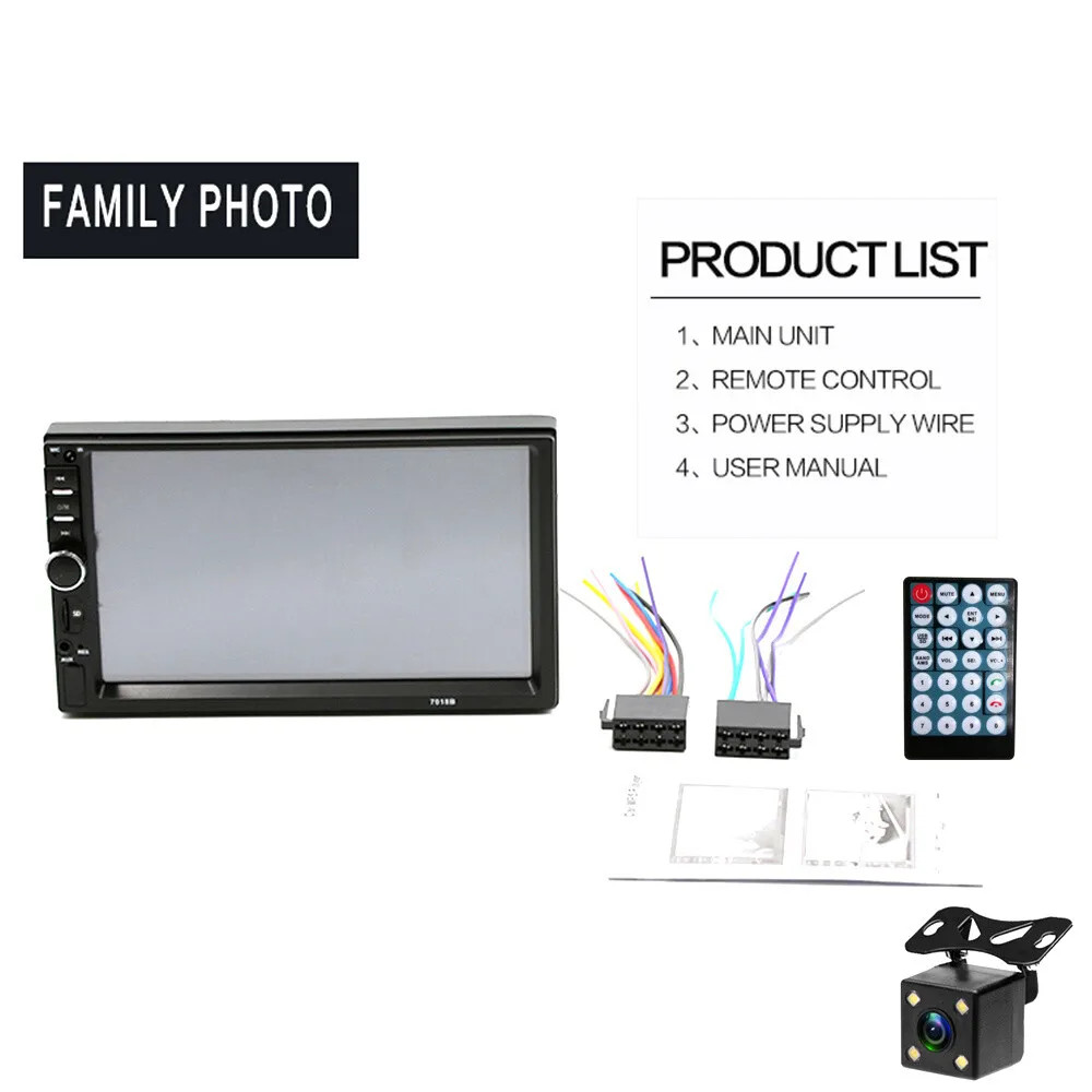 7″ Double 2 DIN Car MP5 Player Bluetooth Touch Screen Stereo Radio With Camera~