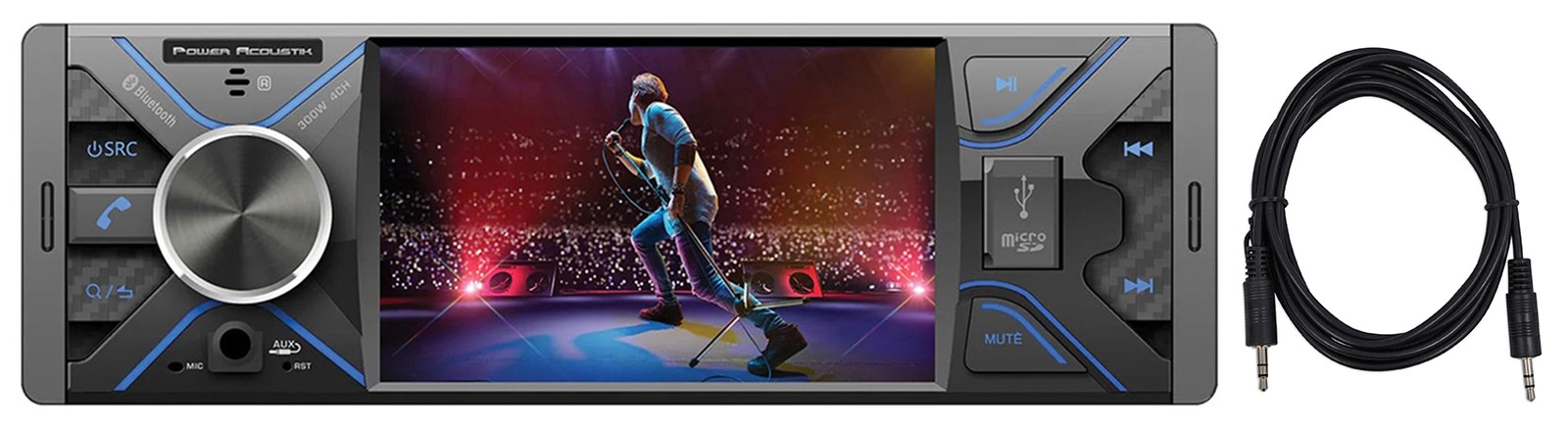 Power Acoustik PML-43HB 2-Din Digital Media Car Stereo w/ Bluetooth+Aux Cable