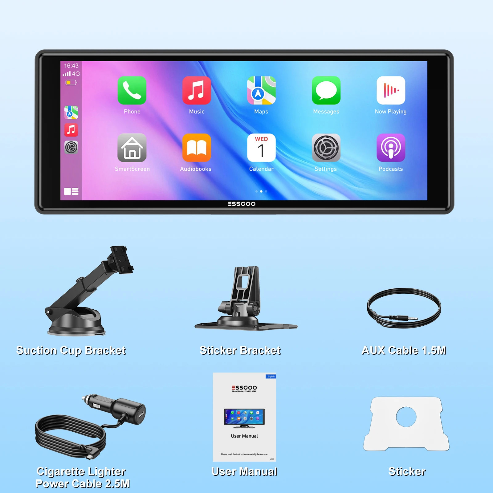 ESSGOO 10.26 portable universal car stereo Radio HD Tour screen GPS Navi WIFI