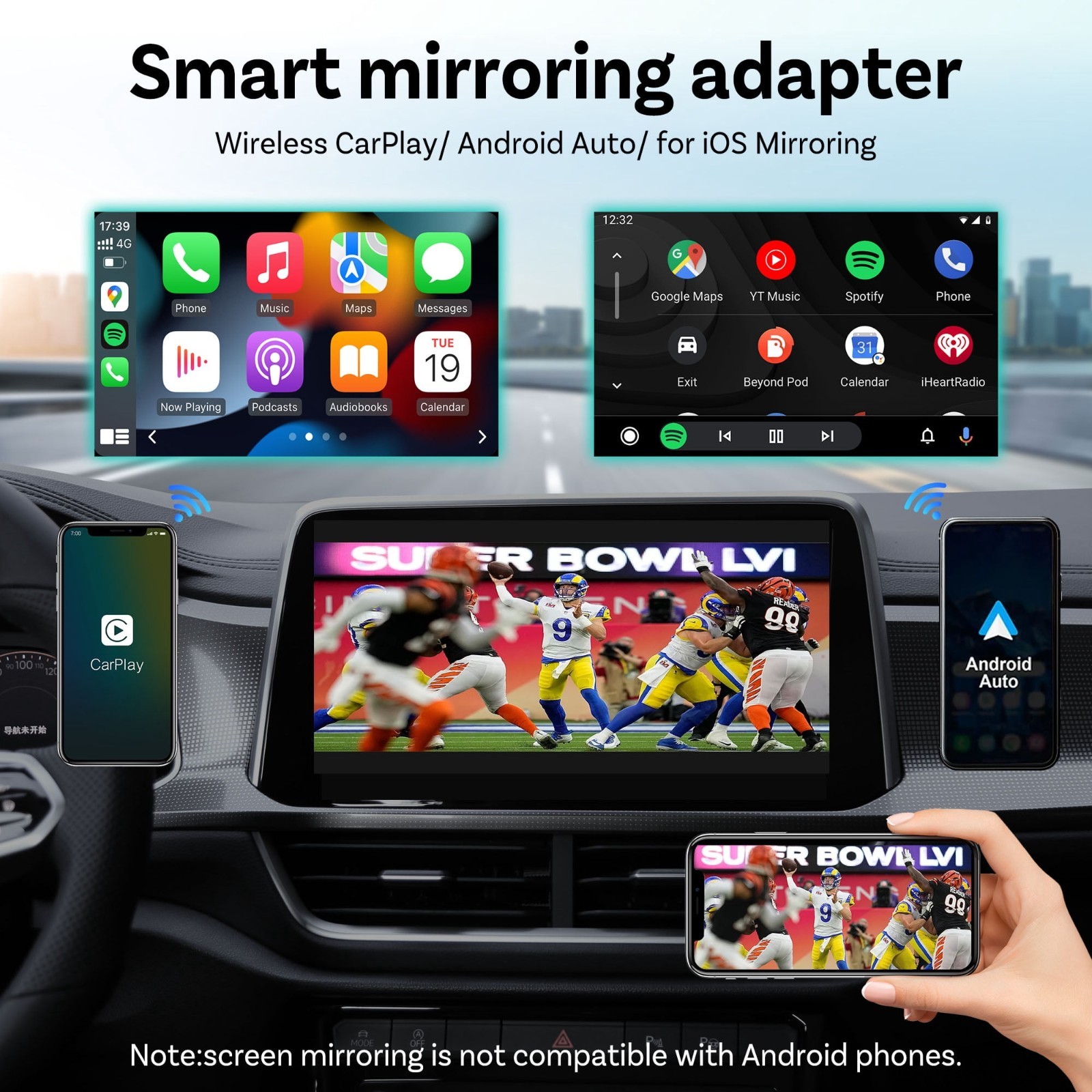 3in1 Ottocast Wireless Android Auto/CarPlay Adapter For Wired CarPlay +Airplay
