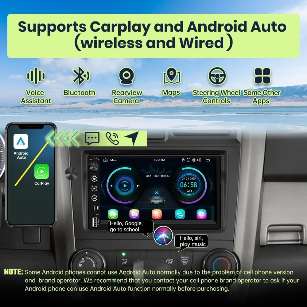 7 Inch IPS Touchscreen Double Din Car Stereo with Backup Camera & Bluetooth 5.0