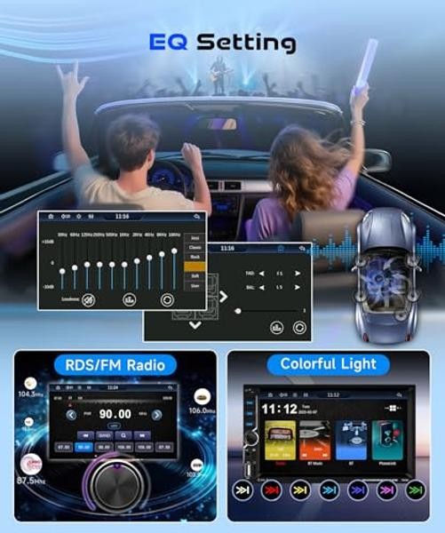 7″ Double Din Car Stereo with Bluetooth 5.1 Bluetooth – CarPlay & Android Auto