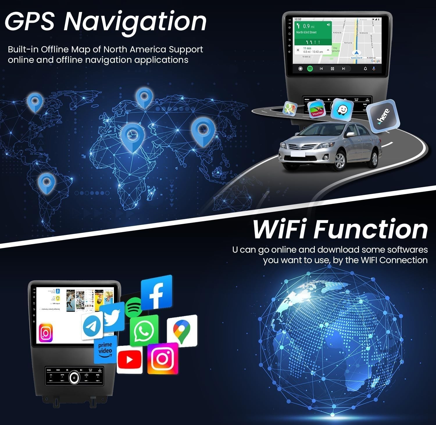 Car Radio Stereo Carplay For 2010-2014 Ford Mustang 2+64G 10in Radio 4+64G