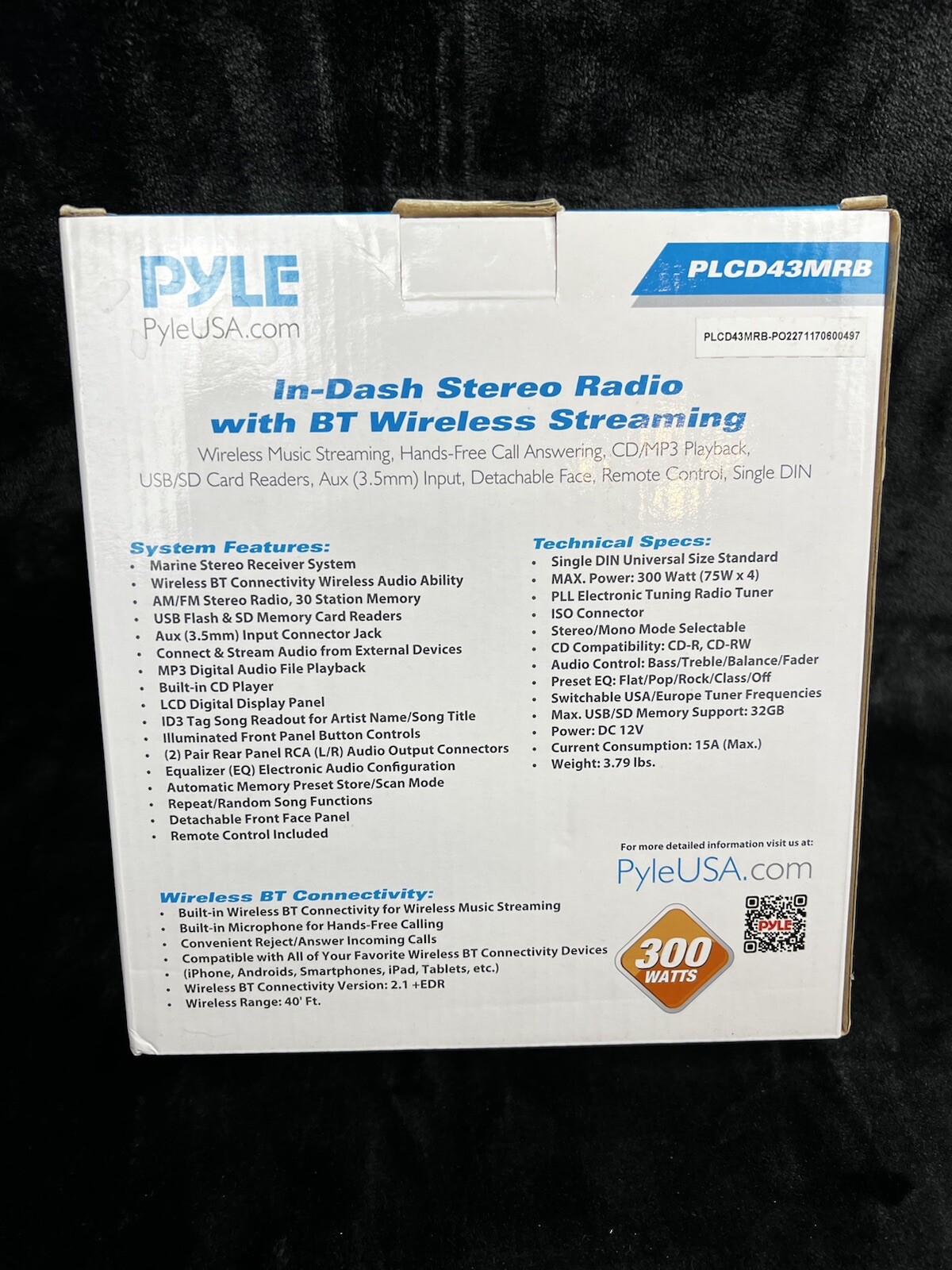 Pyle Marine Bluetooth CD MP3 Player Boat Stereo AM/FM Radio 300W USB SD REMOTE