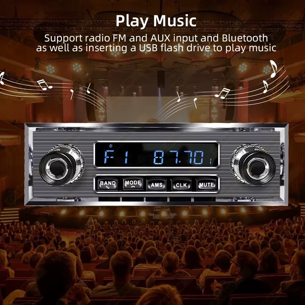 1 Din Car Radio MP3 Player Classic Car Retro Audio Stereo Support FM AUX EQ USB