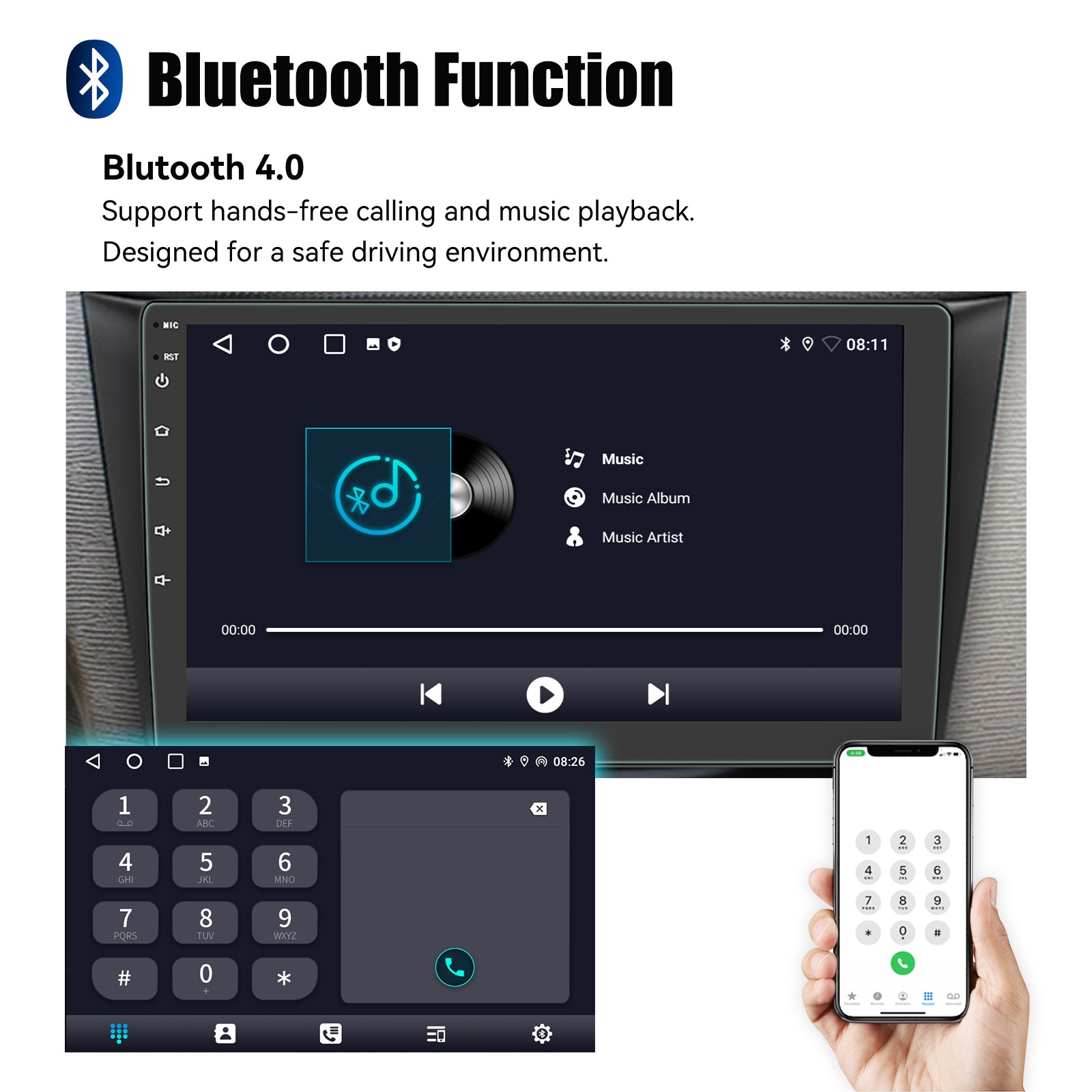 9″Portable Car Stereo Radio Wireless Apple Carplay/Android Auto Touch Screen USB