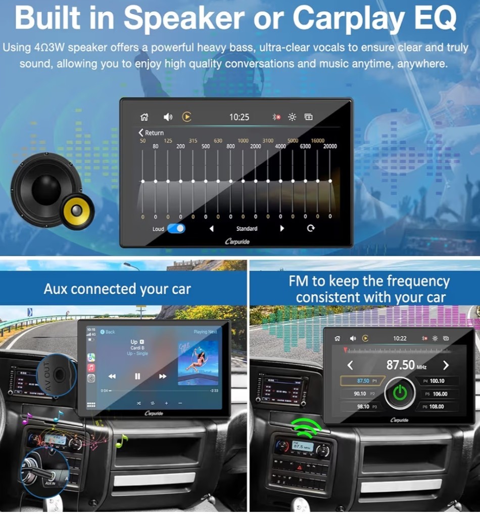 Carpuride W901 Pro Portable Carplay & Android Auto with Dula Bluetooth, 9…