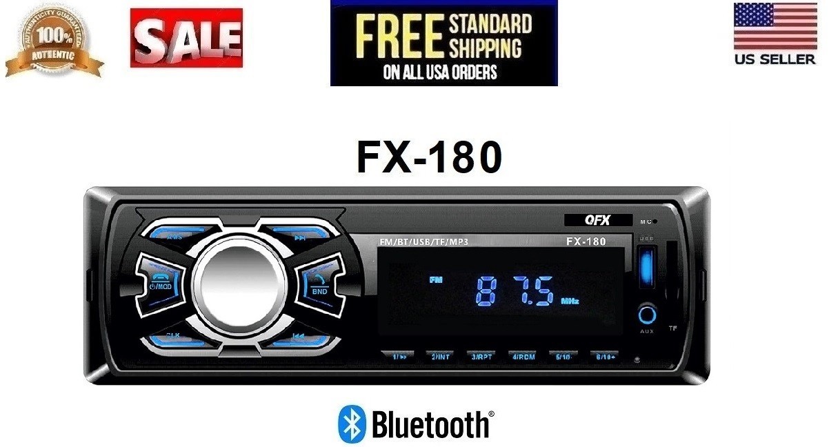 QFX FX-180 Bluetooth Car Stereo with FM Radio, MP3 Player, Digital Clock and USB