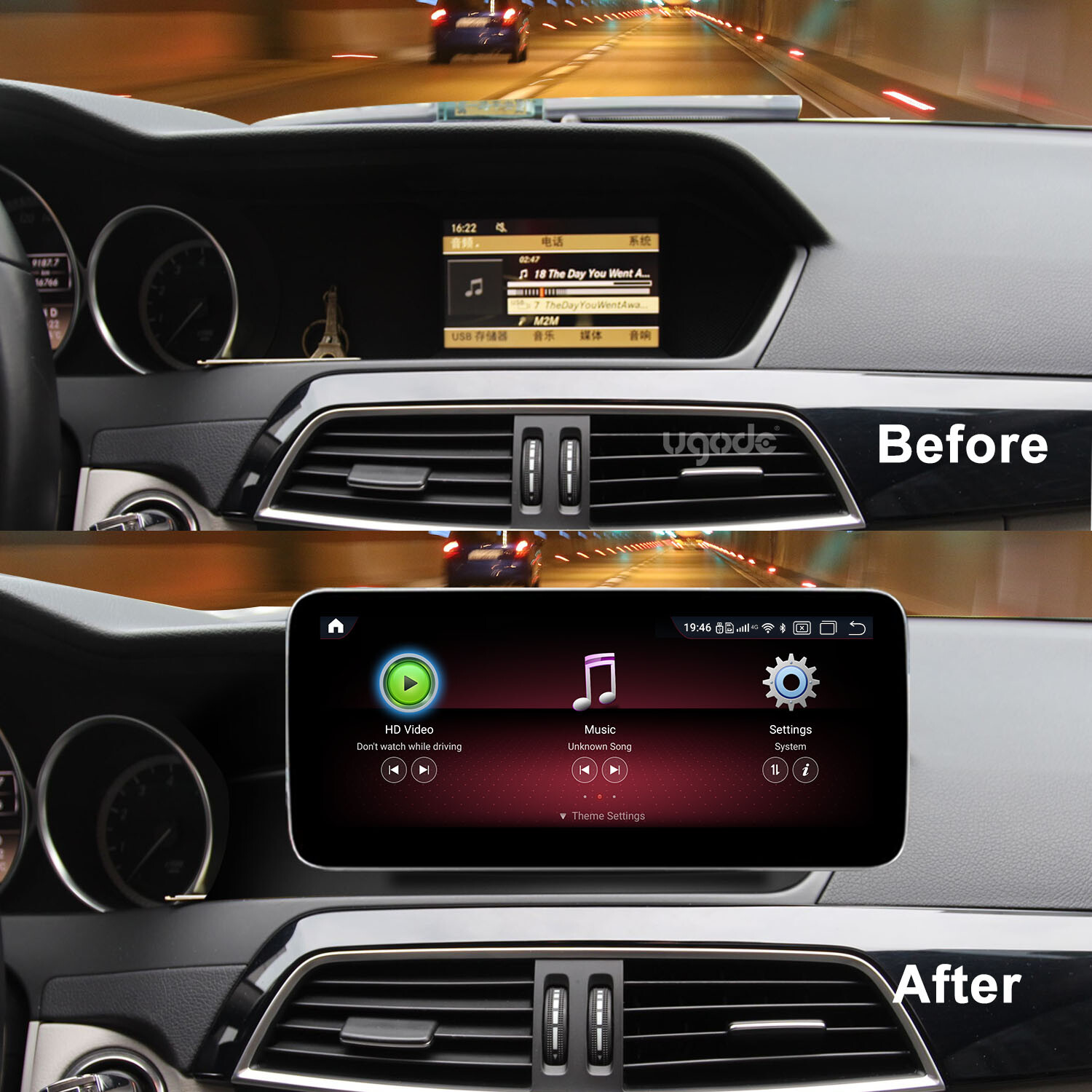 10.25inch Android Screen CarPlay GPS Mercedes Benz C class W204 S204 2011-2013
