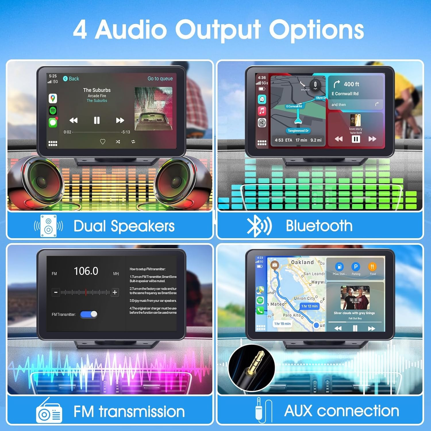 Carplay Screen for Car, 7” Wireless Carplay & Android Auto- Upgrade Portable To