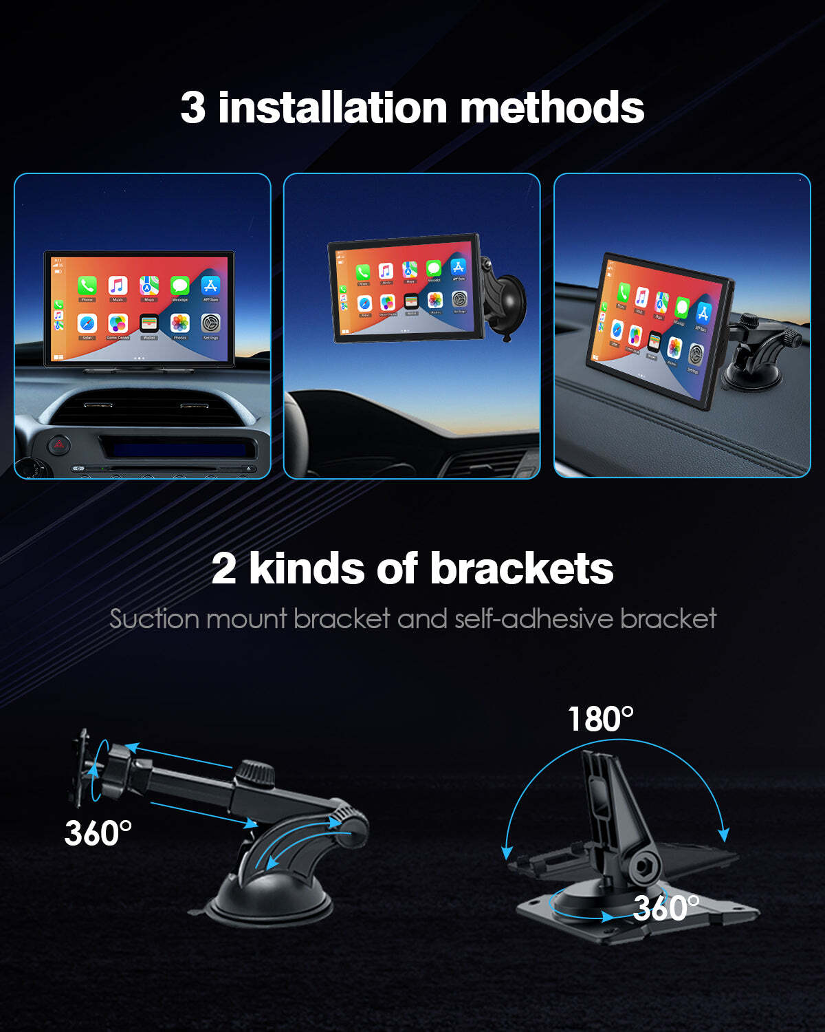 9″ Wireless Car Stereo Apple Carplay Android Auto GPS with 1080P Backup Camera