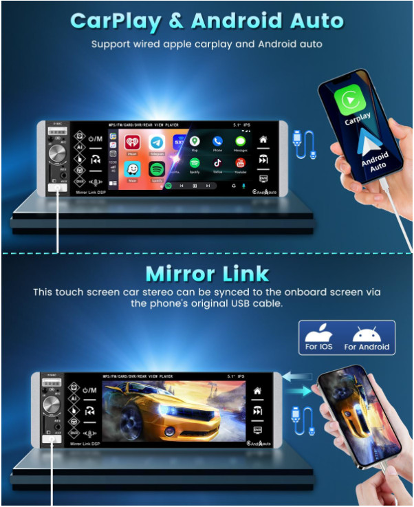 Estereo De Pantalla con Bluetooth Para Coche Carro Auto MP5 Player RCA/AUX/USB/T