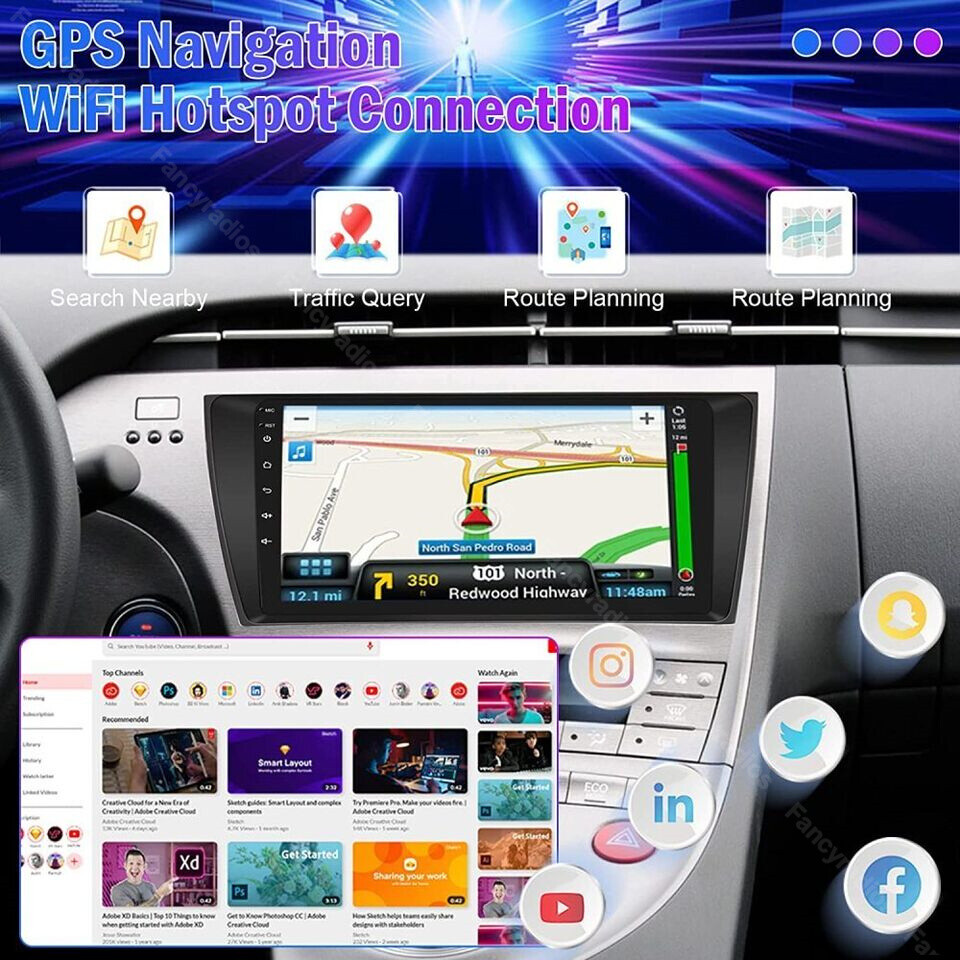 Android 13 For Toyota Prius 2010-2015 Carplay Car Stereo Radio Navi GPS 1280*800