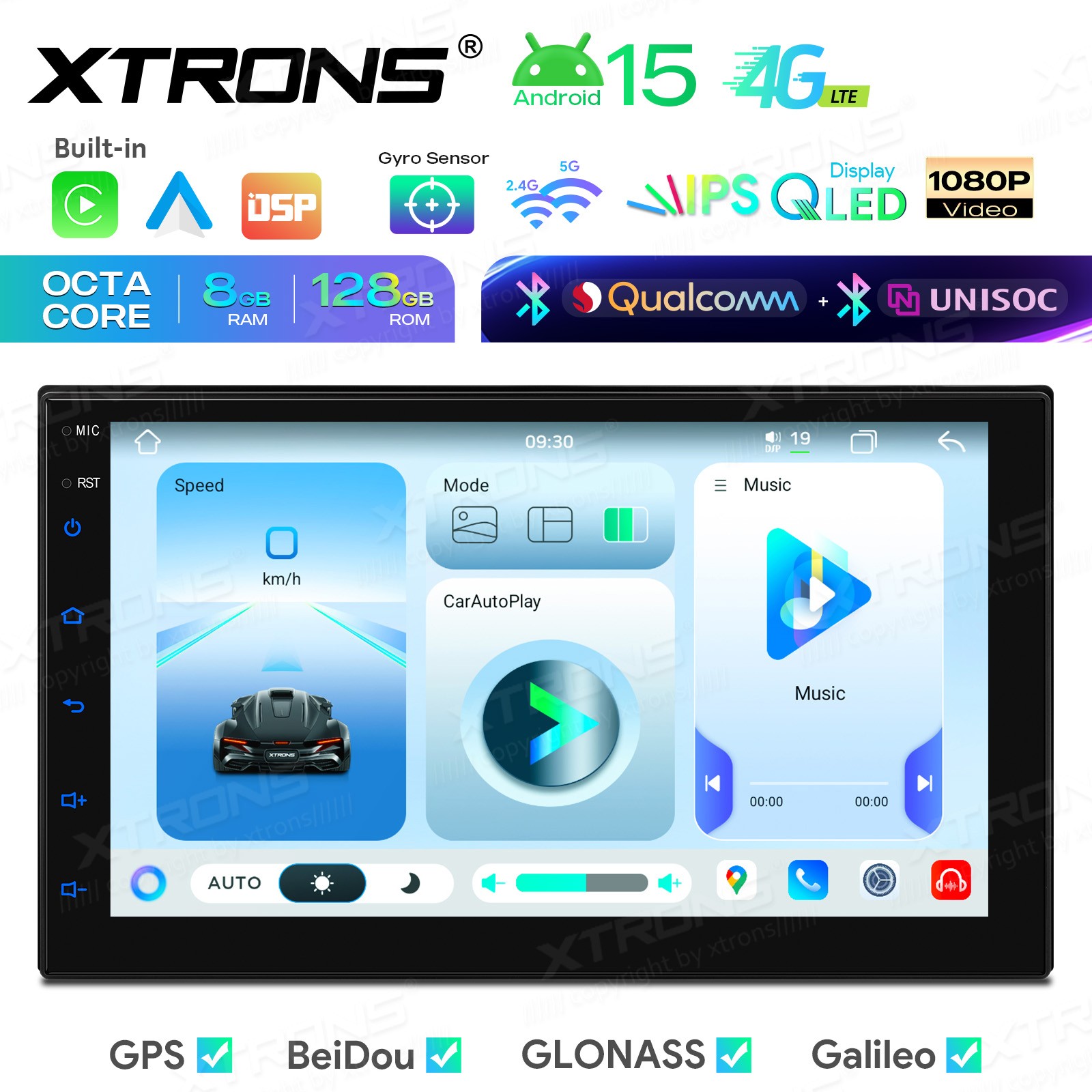 Wireless CarPlay Android Auto Car Radio 7 inch Double Din Stereo GPS Navigation