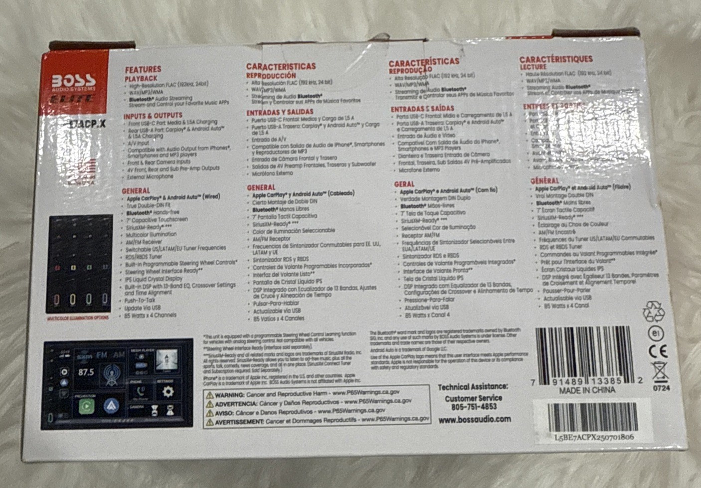 BOSS Audio Systems Elite Series BE7ACP.X 4 Channels Bluetooth Car Stereo-OPEN BO