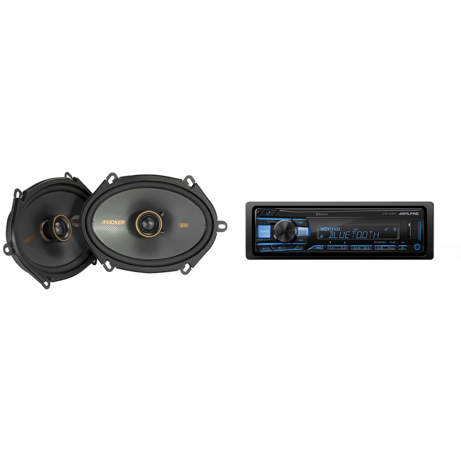 Alpine UTE-83BT Bluetooth Receiver & Kicker KSC 5×7″ / 6×8″ Speakers