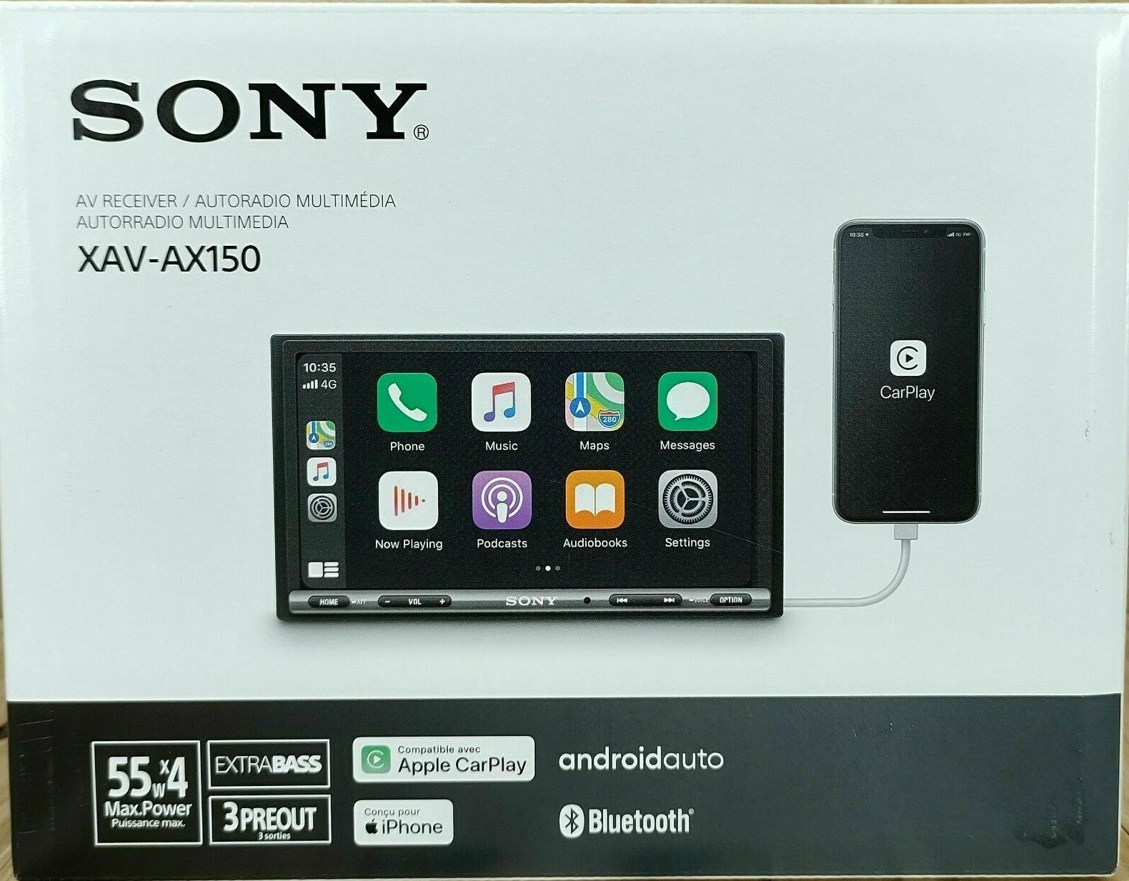 Sony XAV-AX150 Bluetooth 7″ Android Auto Apple CarPlay Multimedia USB Aux 55w x4