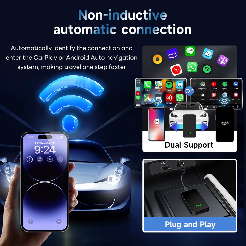 2026 Wireless Android Auto & CarPlay Dongle for Car Radio, Portable 2Air