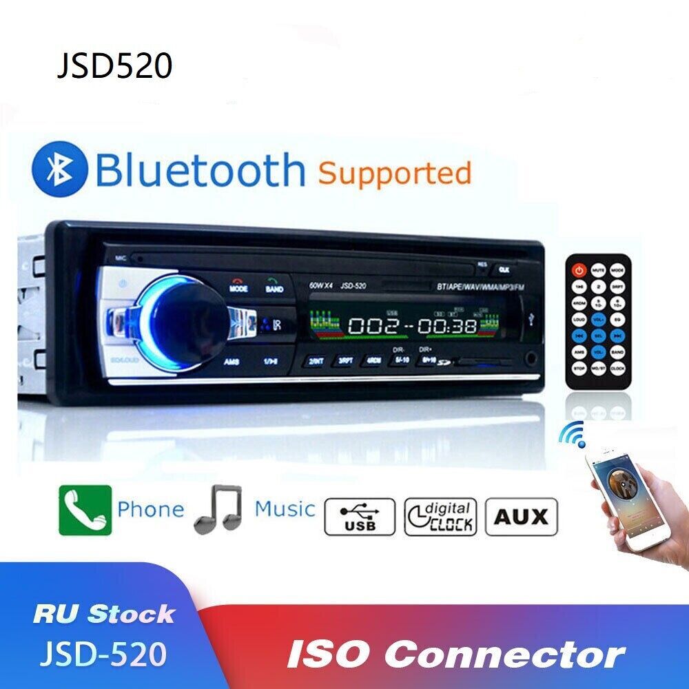 Car Radio Stereo 1Din Bluetooth FM Audio MP3/USB/SD/AUX In-Dash Player JSD-520