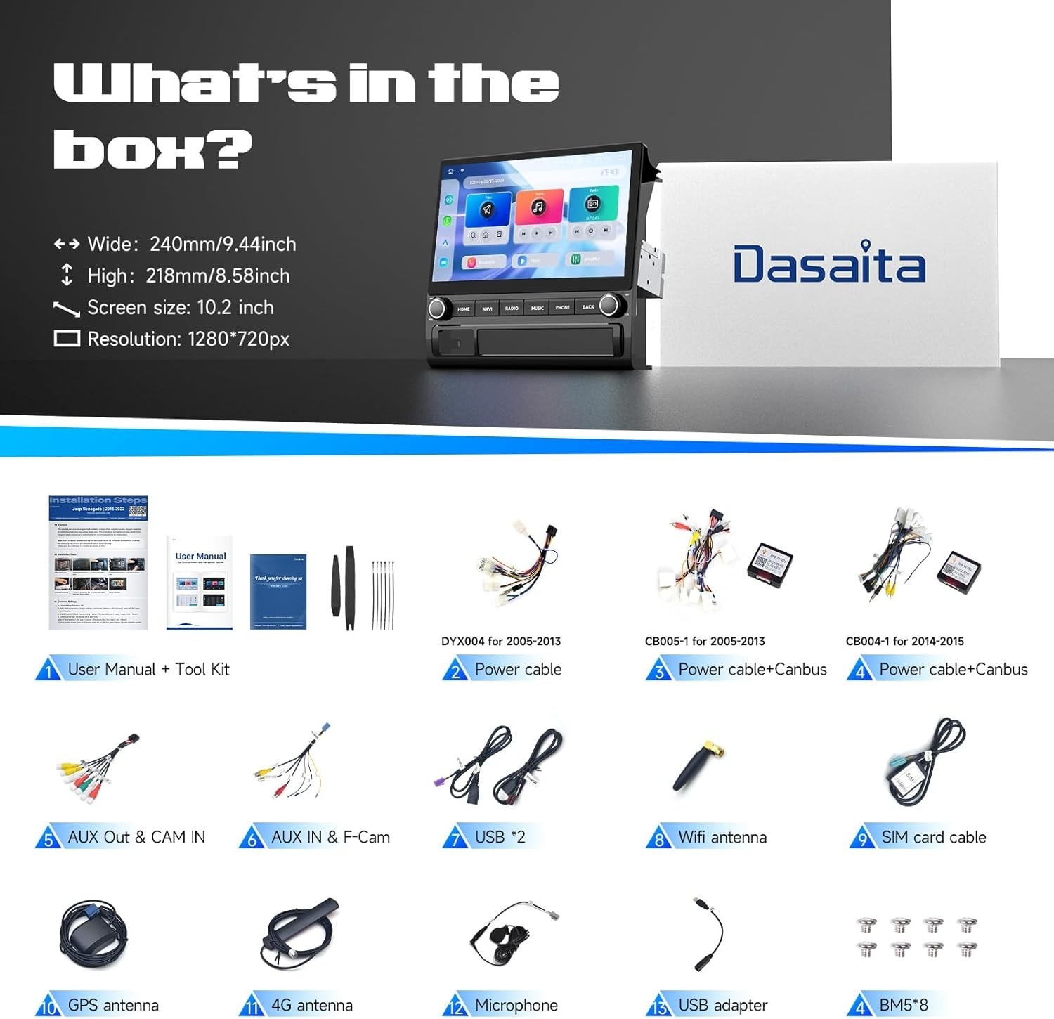 Dasaita Car stereo 6GB+64GB Car Stereo for Toyota Tacoma 2005-2015 CarPlay