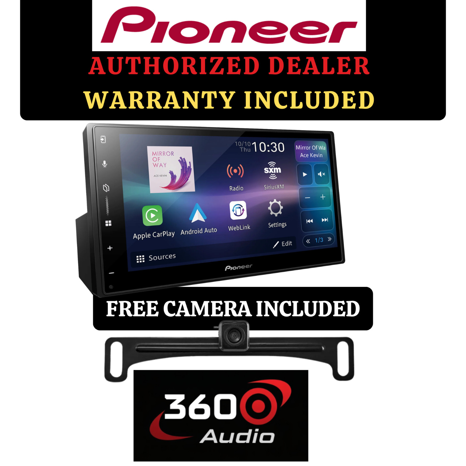 Pioneer DMH-W3000NEX 6.8″ Receiver w/ Wireless CarPlay Android Auto + Free Cam