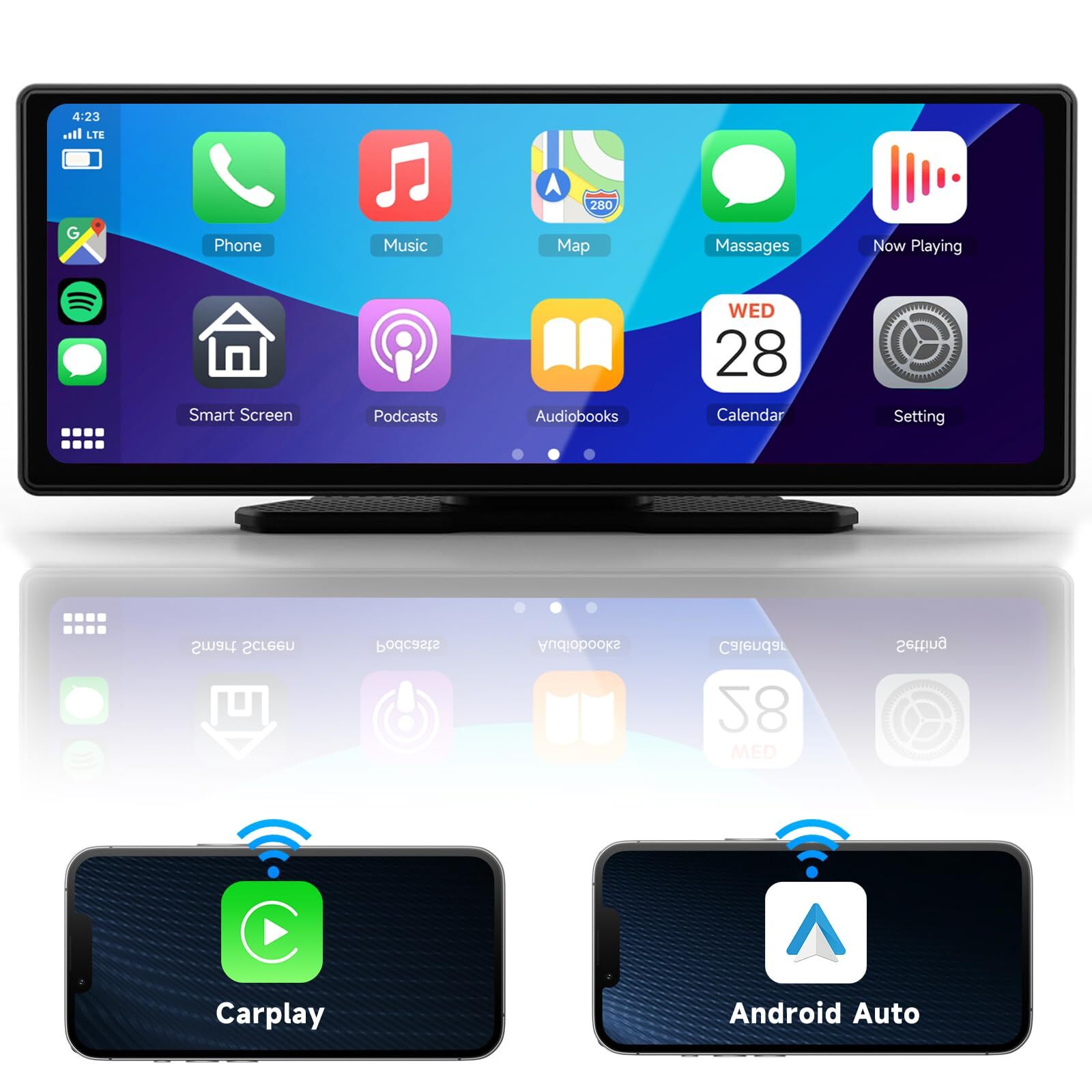 Pantalla Inalambrica 10.3″ Para Automovil Coche Con Apple Carplay y Android Auto